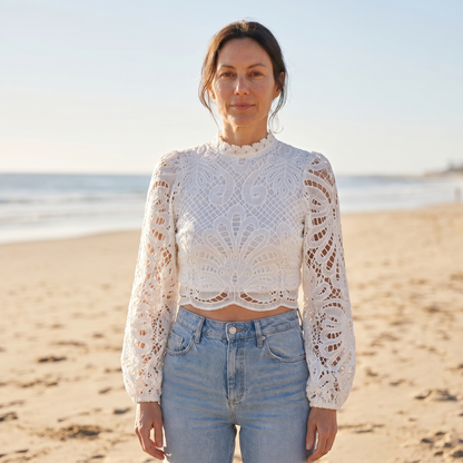 Lace Flare Sleeve Top
