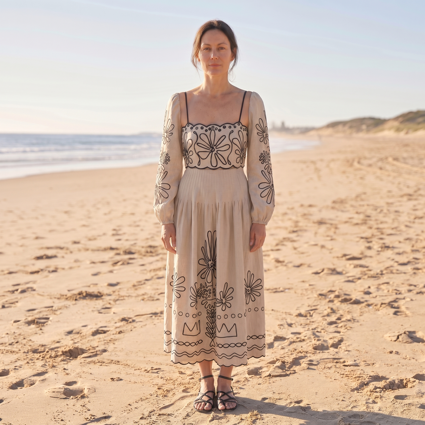 Printed Strap Midi Dress