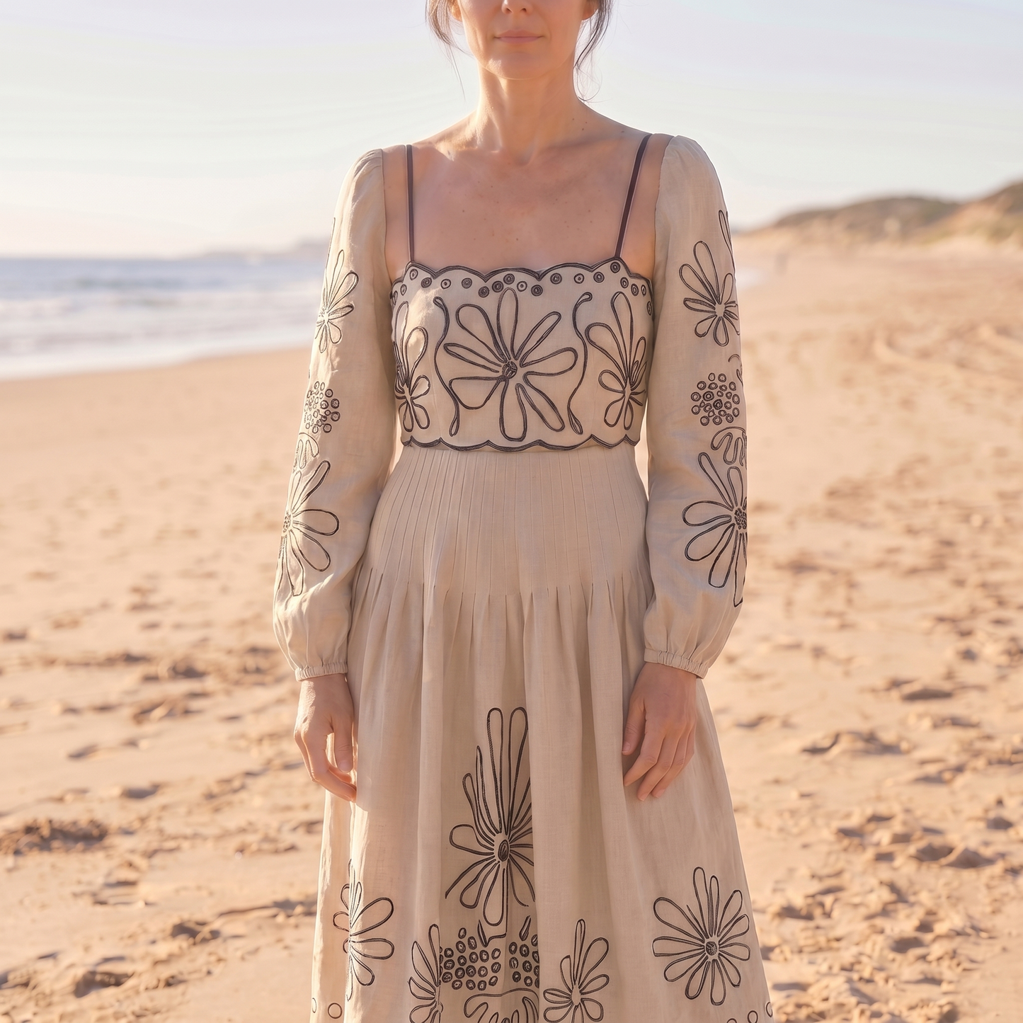 Printed Strap Midi Dress
