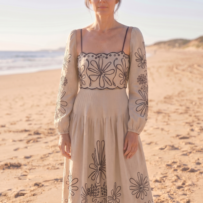 Printed Strap Midi Dress