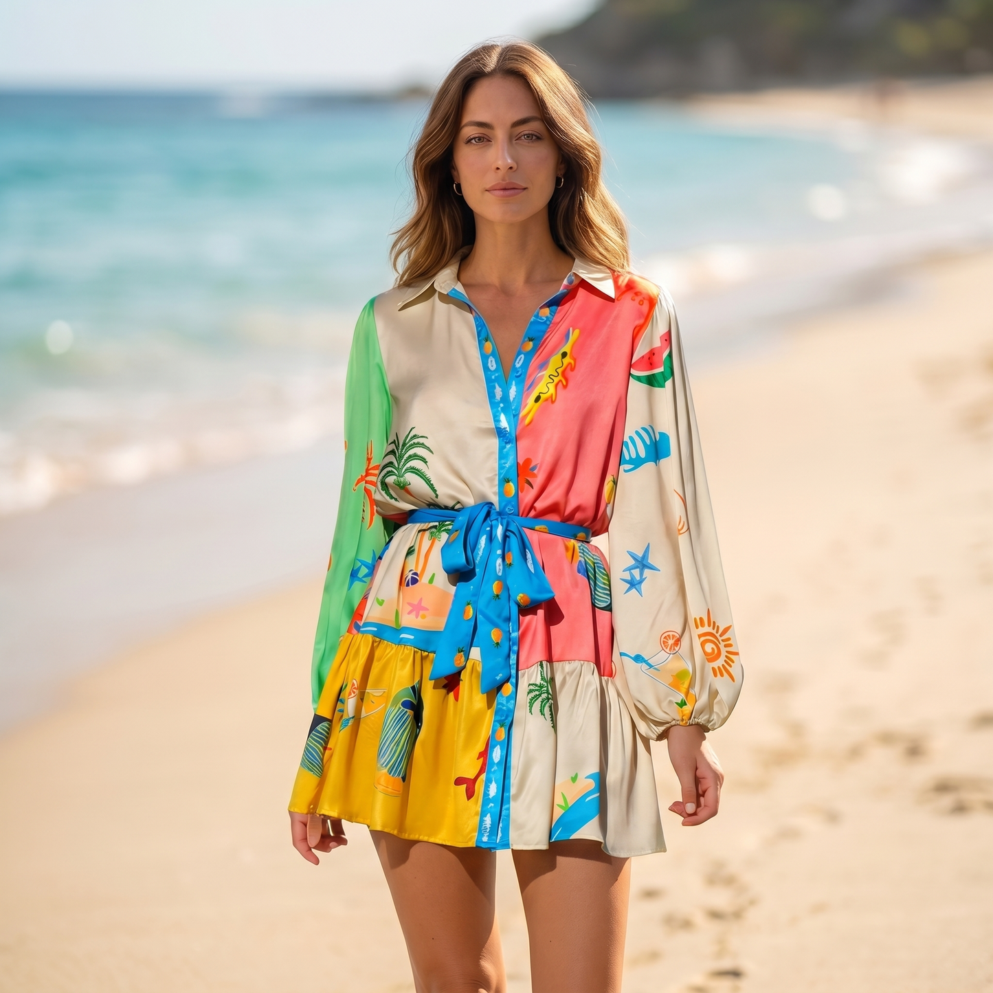 Multi Print Mini Dress