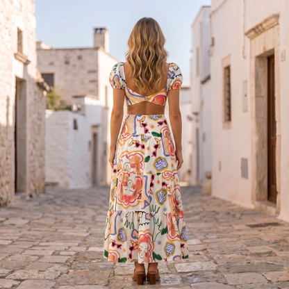 Printed Wrap Skirt Set