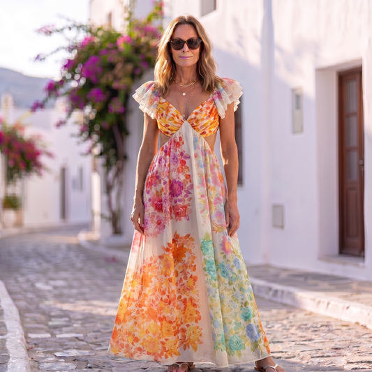 Floral Cutout Maxi Dress